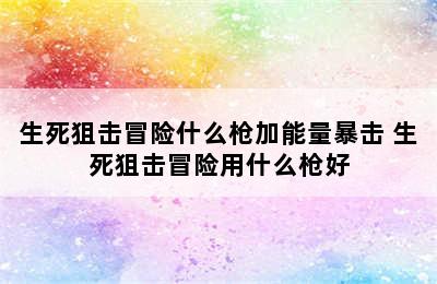 生死狙击冒险什么枪加能量暴击 生死狙击冒险用什么枪好